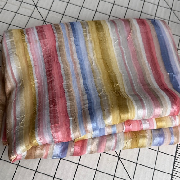 Other - Vintage Crinkle Stripe Fabric – 3 Yards x 54” – Pastel Sheer Plissé – Silk Look